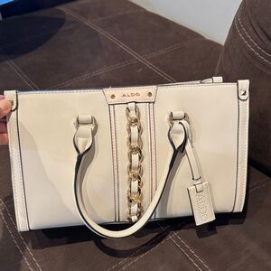 Aldo Beige Shoulder Bag with Gold Chain